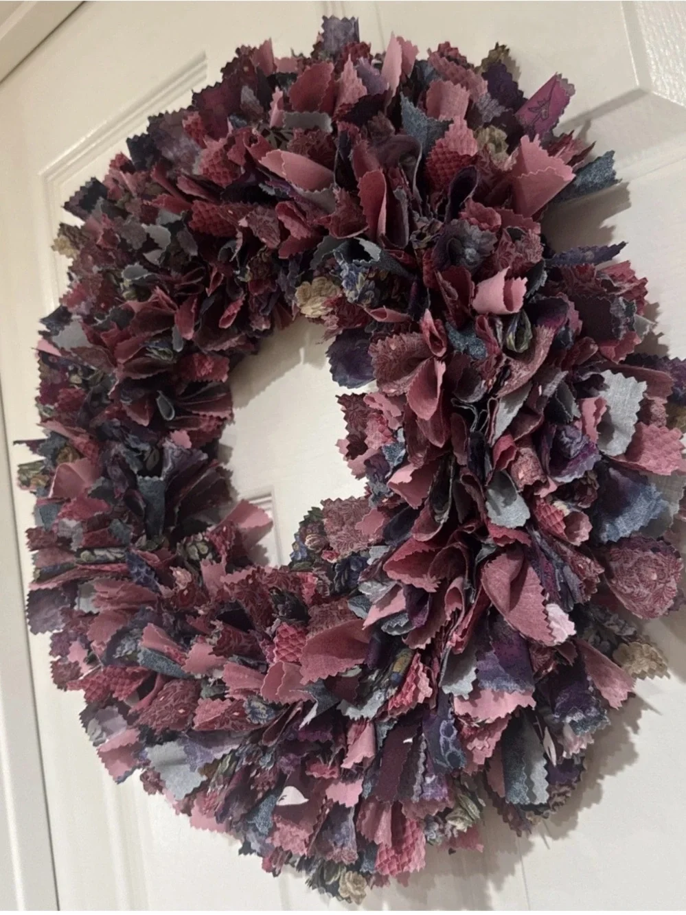 Handmade Fabric Rag Wreath Cottagecore Grandmacore 